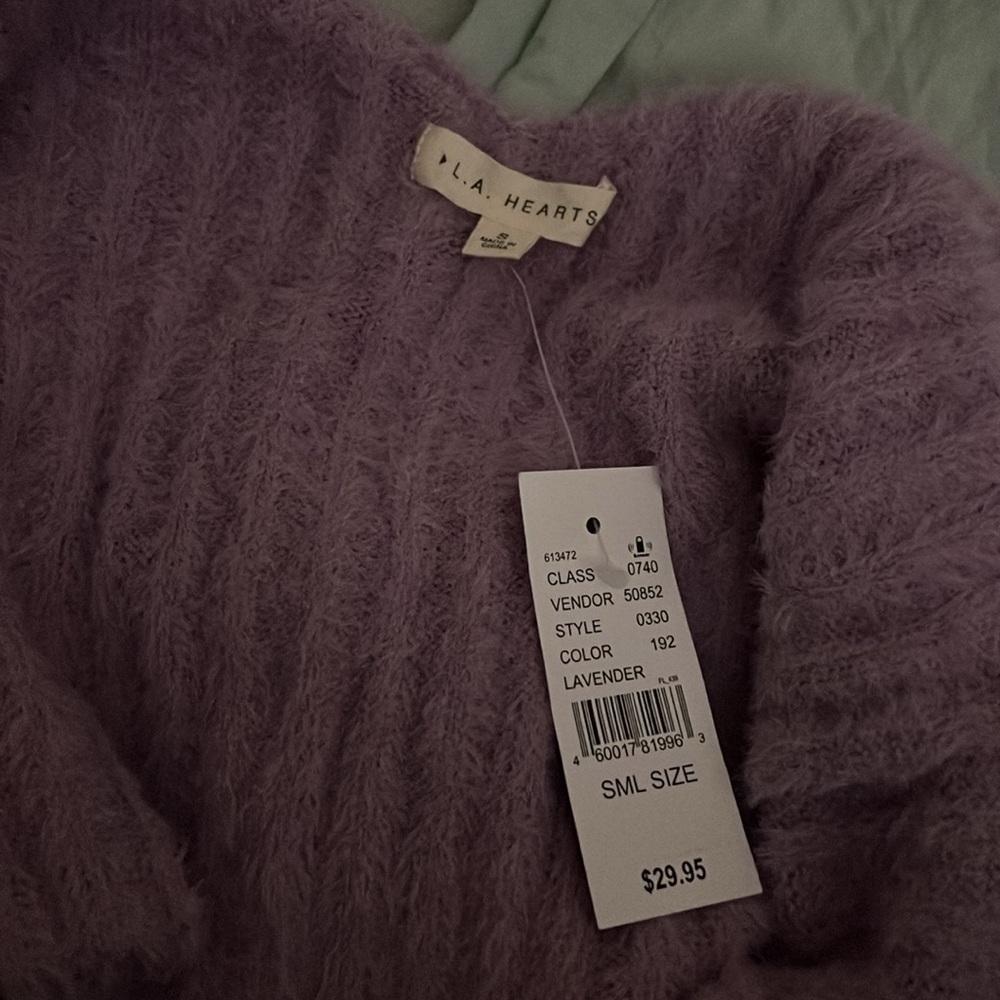 LA Hearts PacSun Women's Lavender Fuzzy Purple Tank Top Crop Shirt - Picture 6 of 12